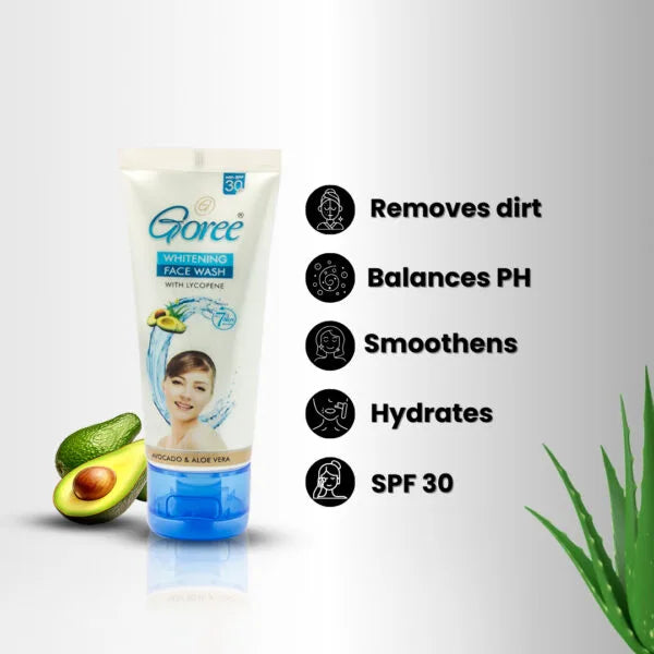 Goree Whitening Face Wash with Lycopene – Avocado & Aloe Vera SPF 30