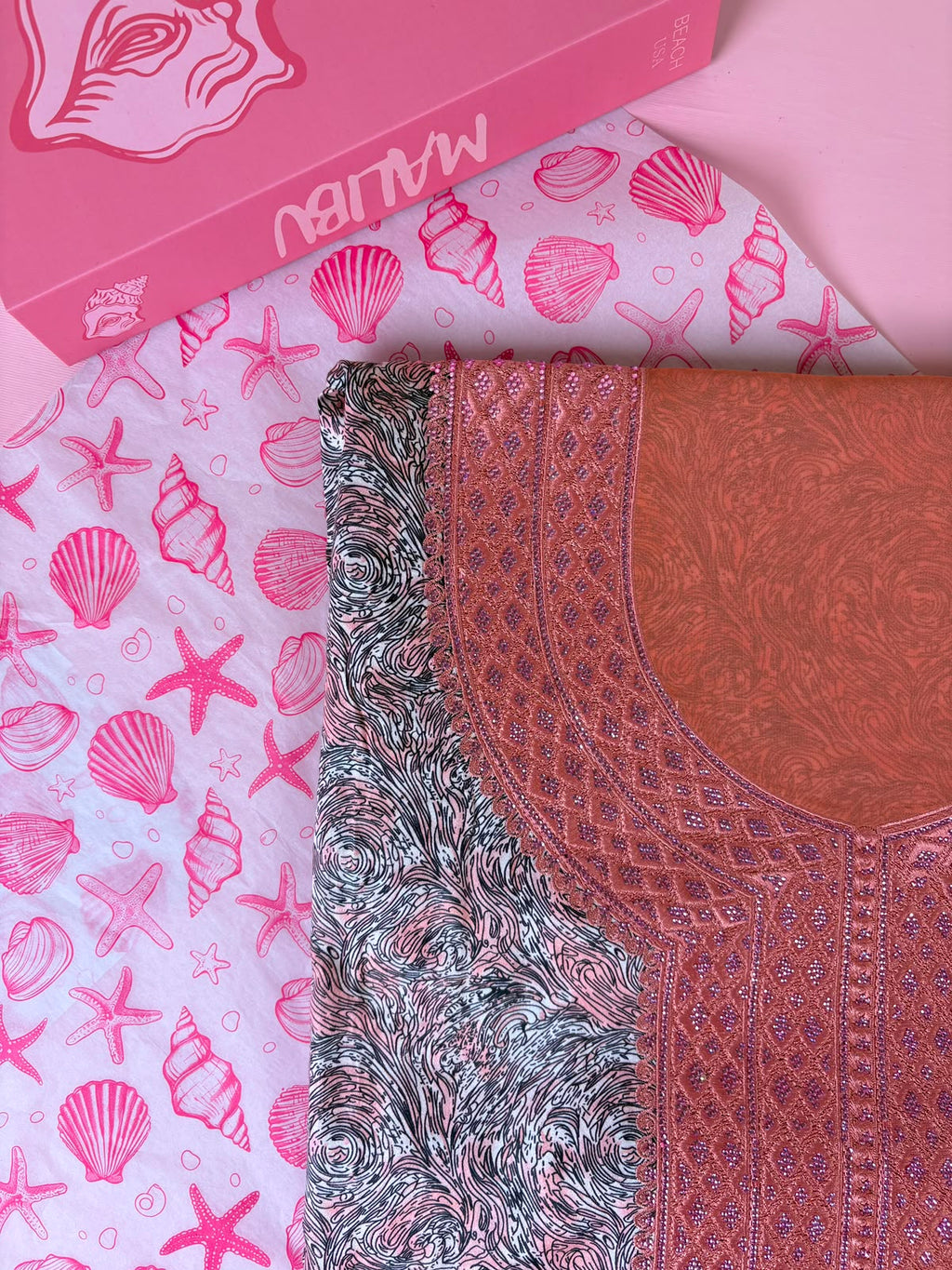 Rose Gold Wave Mukhawar – Premium Cotton