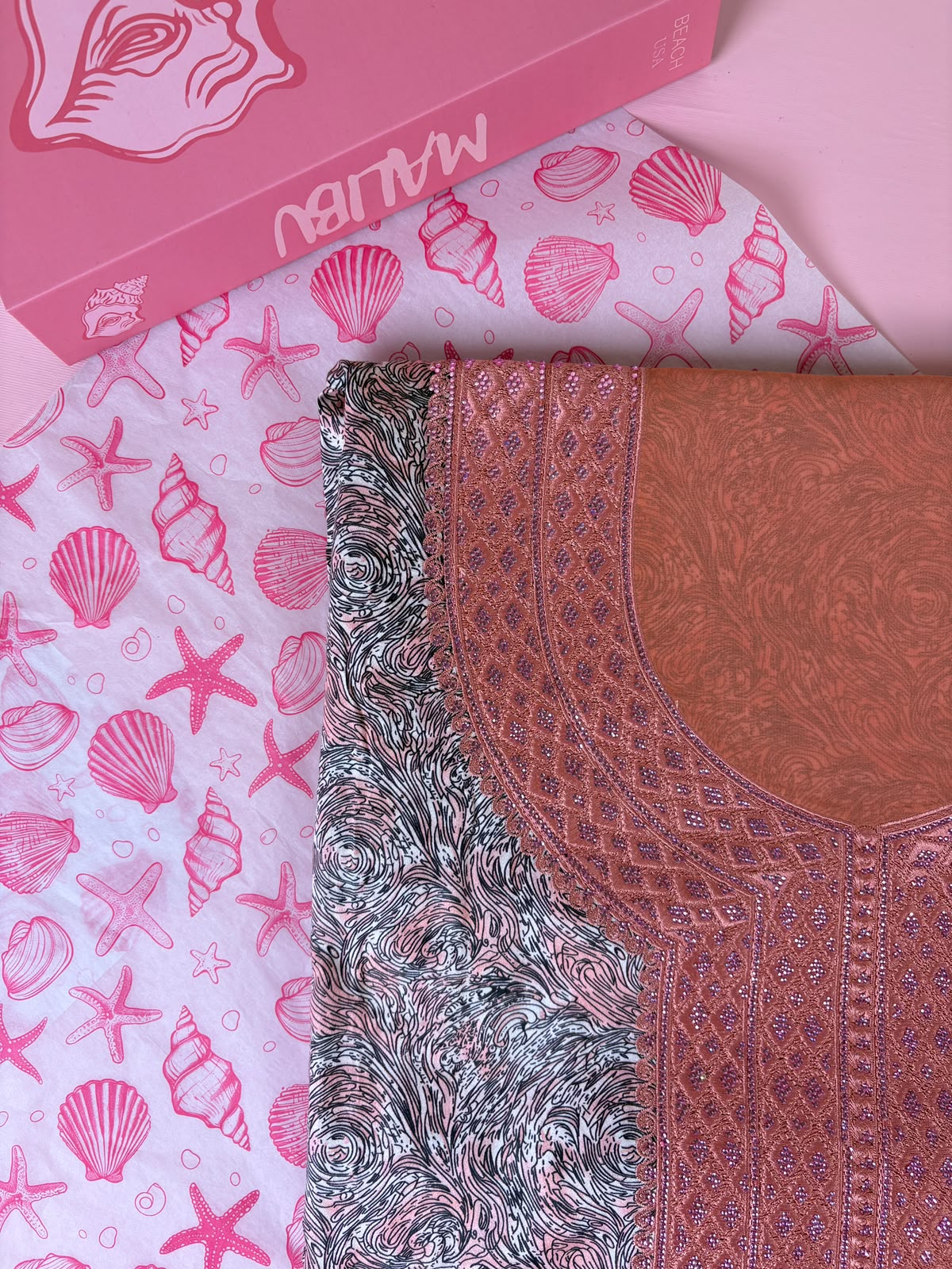 Rose Gold Wave Mukhawar – Premium Cotton