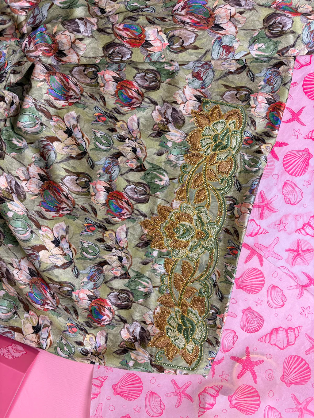 Sage Green Tulip Mukhawar – Premium Cotton