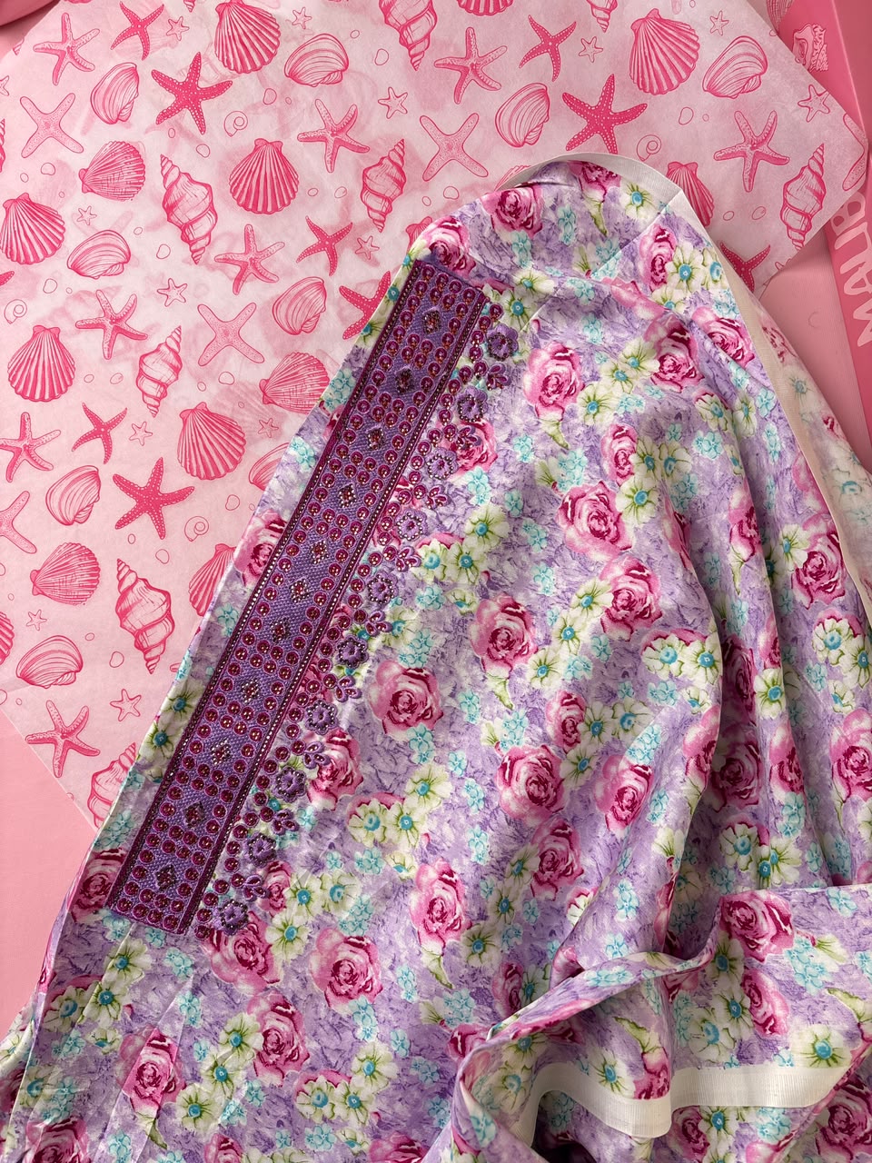Purple Rose Beaded Mukhawar