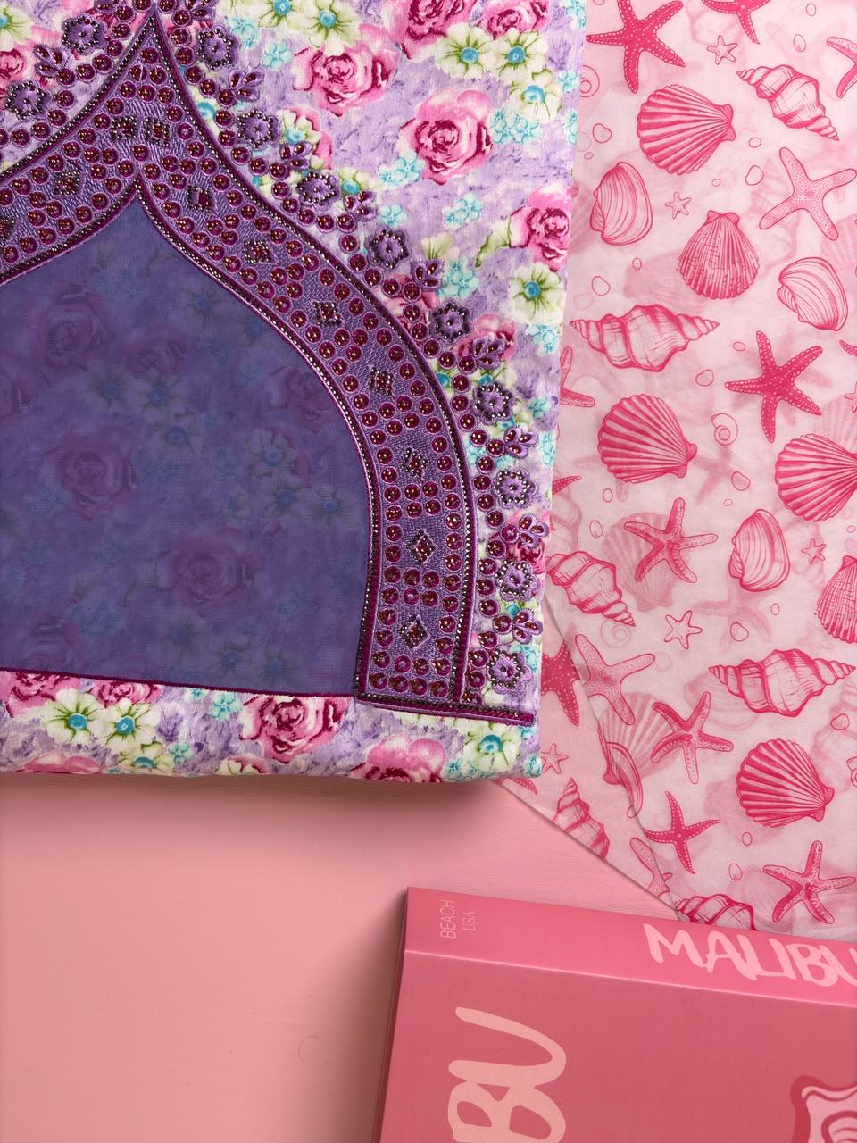 Purple Rose Beaded Mukhawar