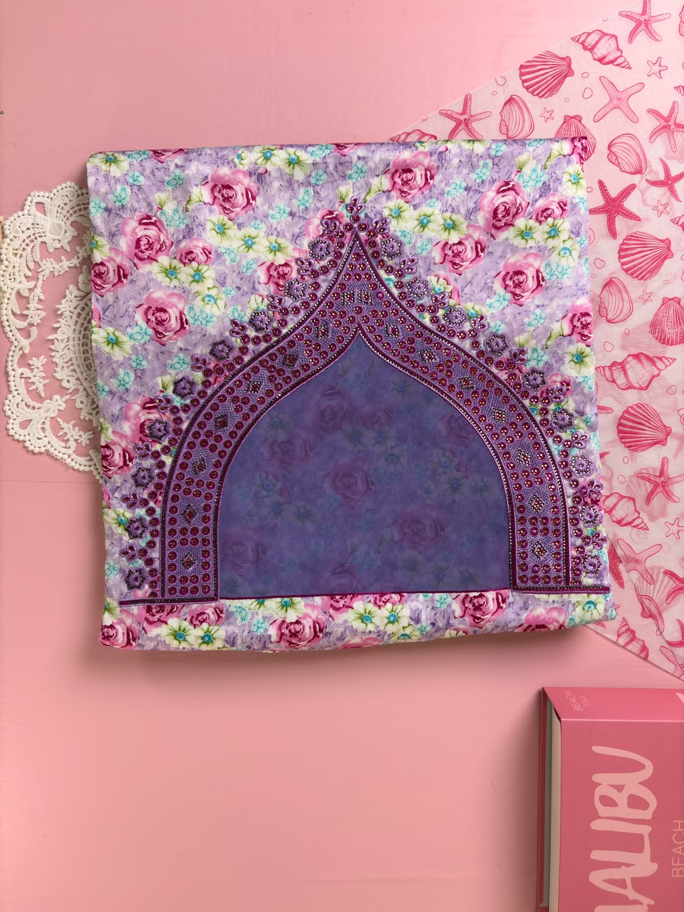 Purple Rose Beaded Mukhawar