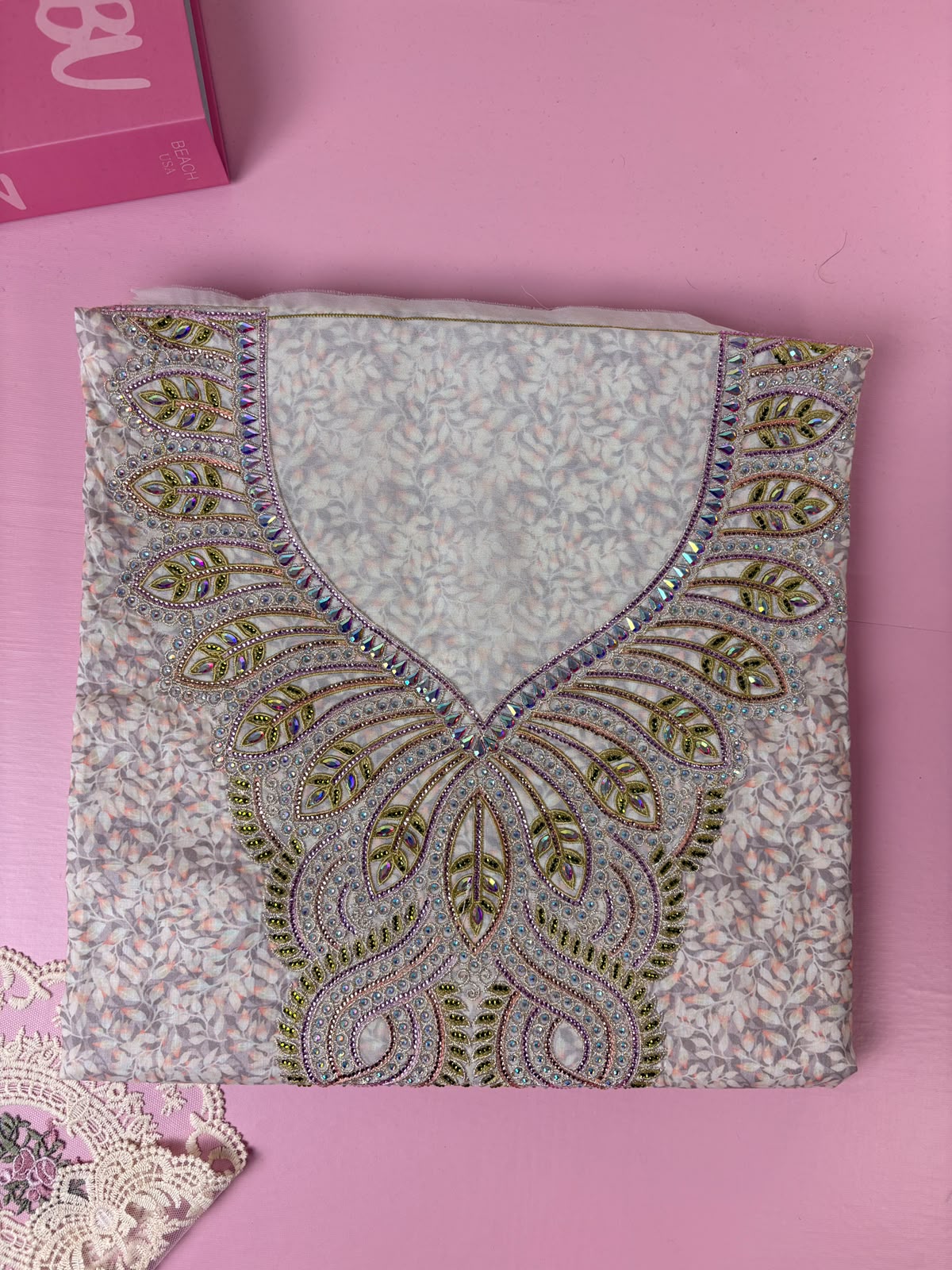 مخوار قطن جابان مطرز فاخر - 4 متر | Mukhawar Japan Cotton Embroidered