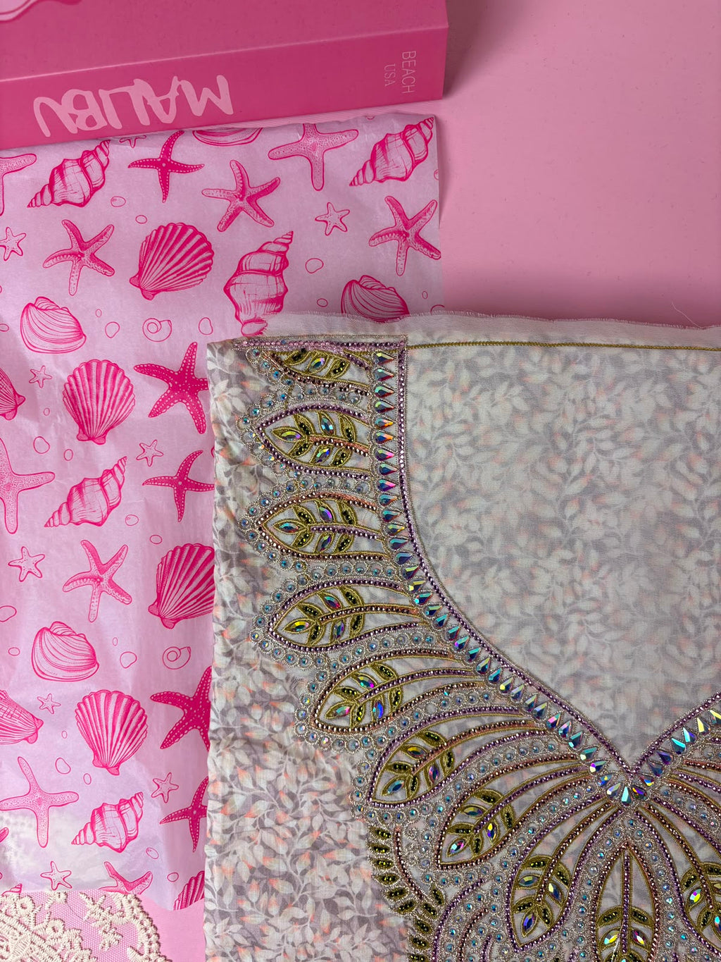 مخوار قطن جابان مطرز فاخر - 4 متر | Mukhawar Japan Cotton Embroidered