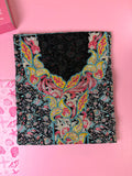 مخوار قطن جابان أسود بيسلي مطرز فاخر - 4 متر | Mukhawar Black Paisley Japan Cotton Embroidered