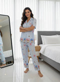 Blue Angel Bear Print Pajama Set – Soft Women's Sleepwear | بيجامة نسائية طباعة دب