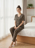 Women's Leopard Print Pajama Set – Satin Sleepwear | بيجامة نسائية بطبعة النمر