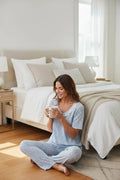 Blue Floral Pajama Set – Short & Long Pants | Women's Sleepwear