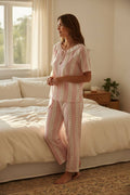 Pink Gingham Floral Pajama Set – Women's Soft Sleepwear