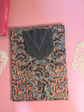 Mukhawar Teal Floral Cotton – Arabic Embroidery Style